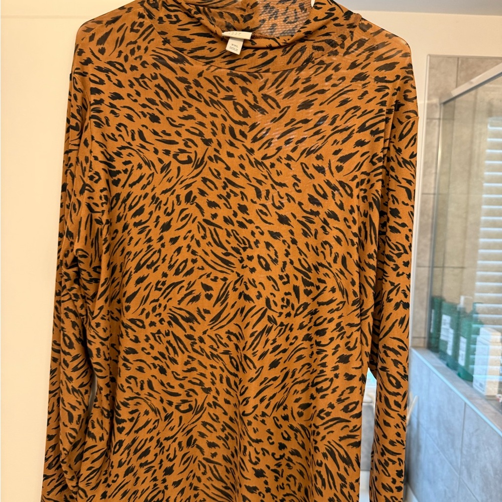 a new day Brown Leopard Print Top with Black Spots